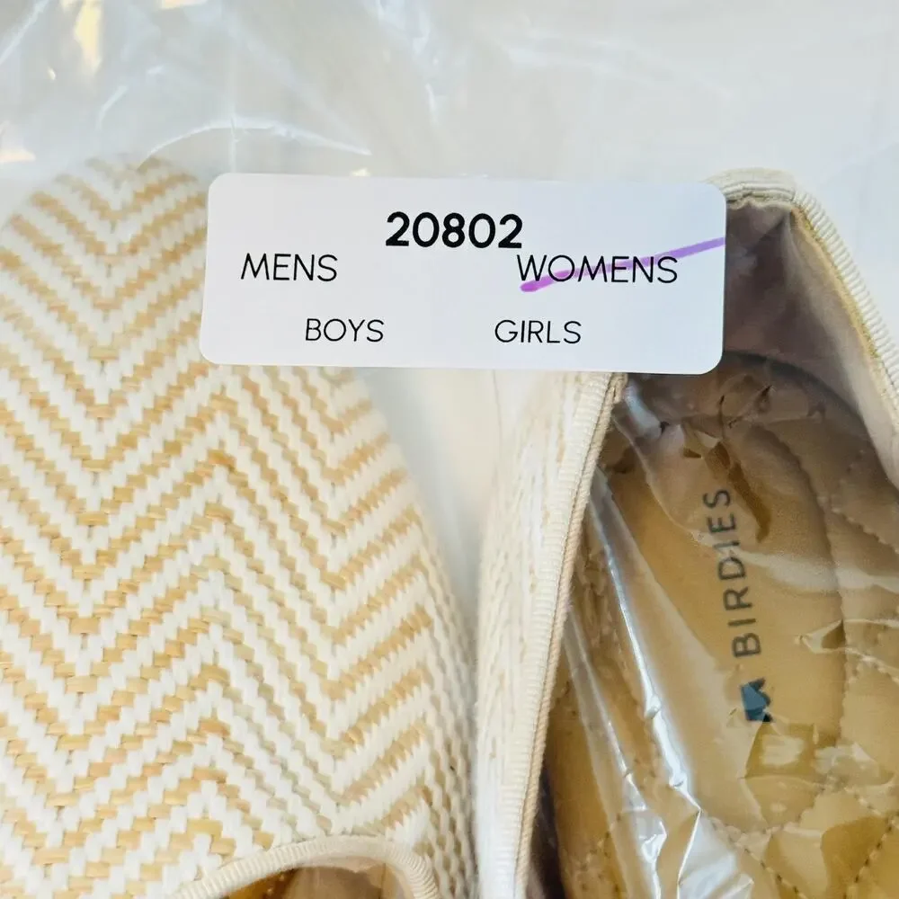 Birdies Shoes Womens 10 Beige Woven Chevron Loafer Flats Slip On Comfort Casual